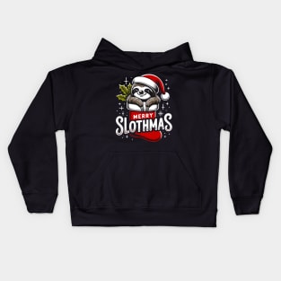 Merry Slothmas Funny Sloth Lovers Christmas Kids Hoodie
